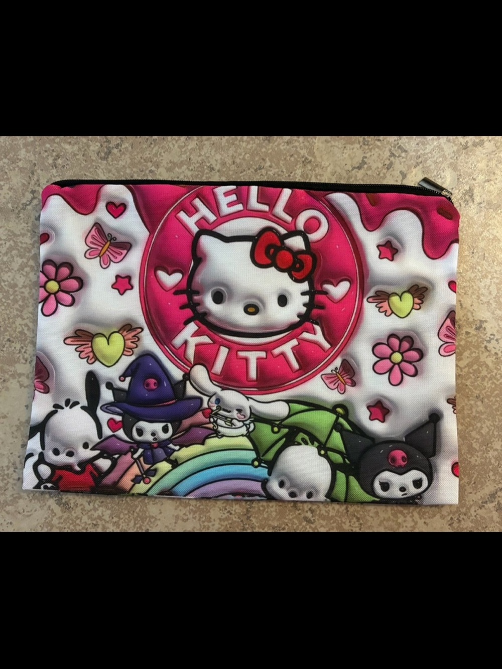New! Bag of Hello Kitty Large Capacity Cosmetic Bag. Cute Design. 8.9” x 6.5”.
